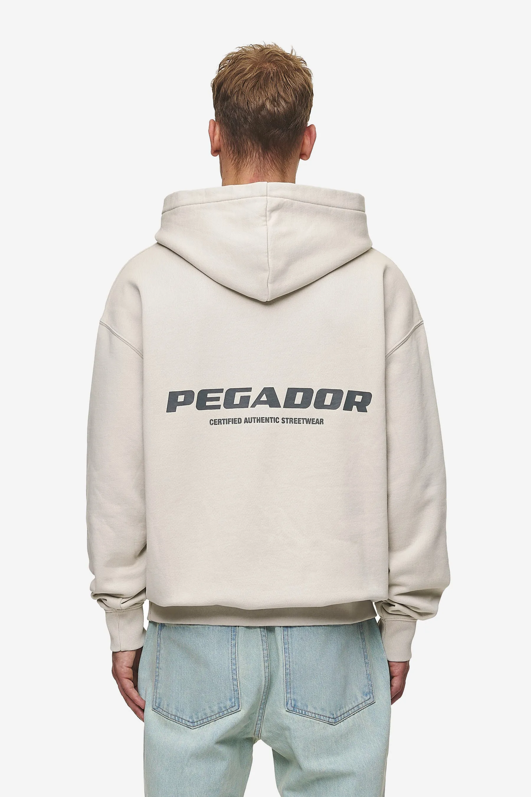 Colne Logo Oversized Hoodie Washed Light Beige Anthracite