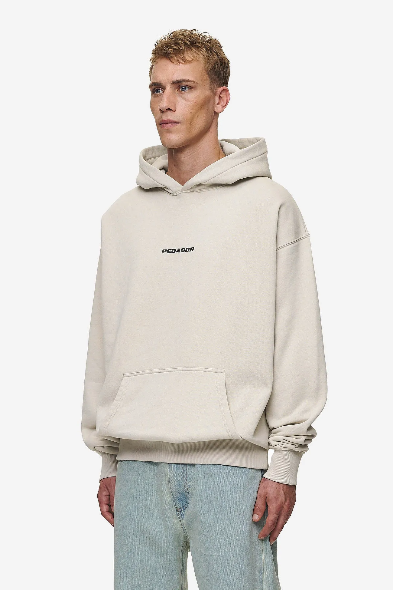 Colne Logo Oversized Hoodie Washed Light Beige Anthracite