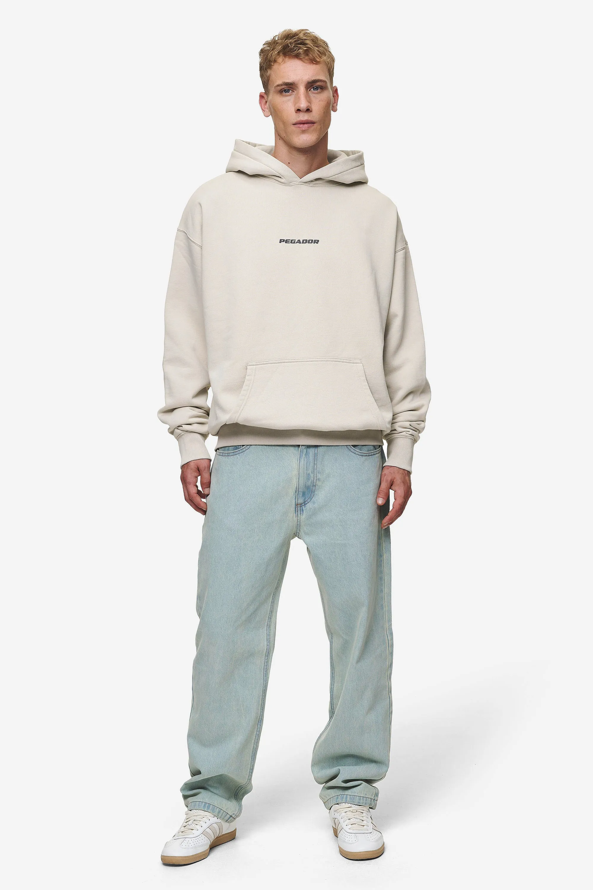 Colne Logo Oversized Hoodie Washed Light Beige Anthracite