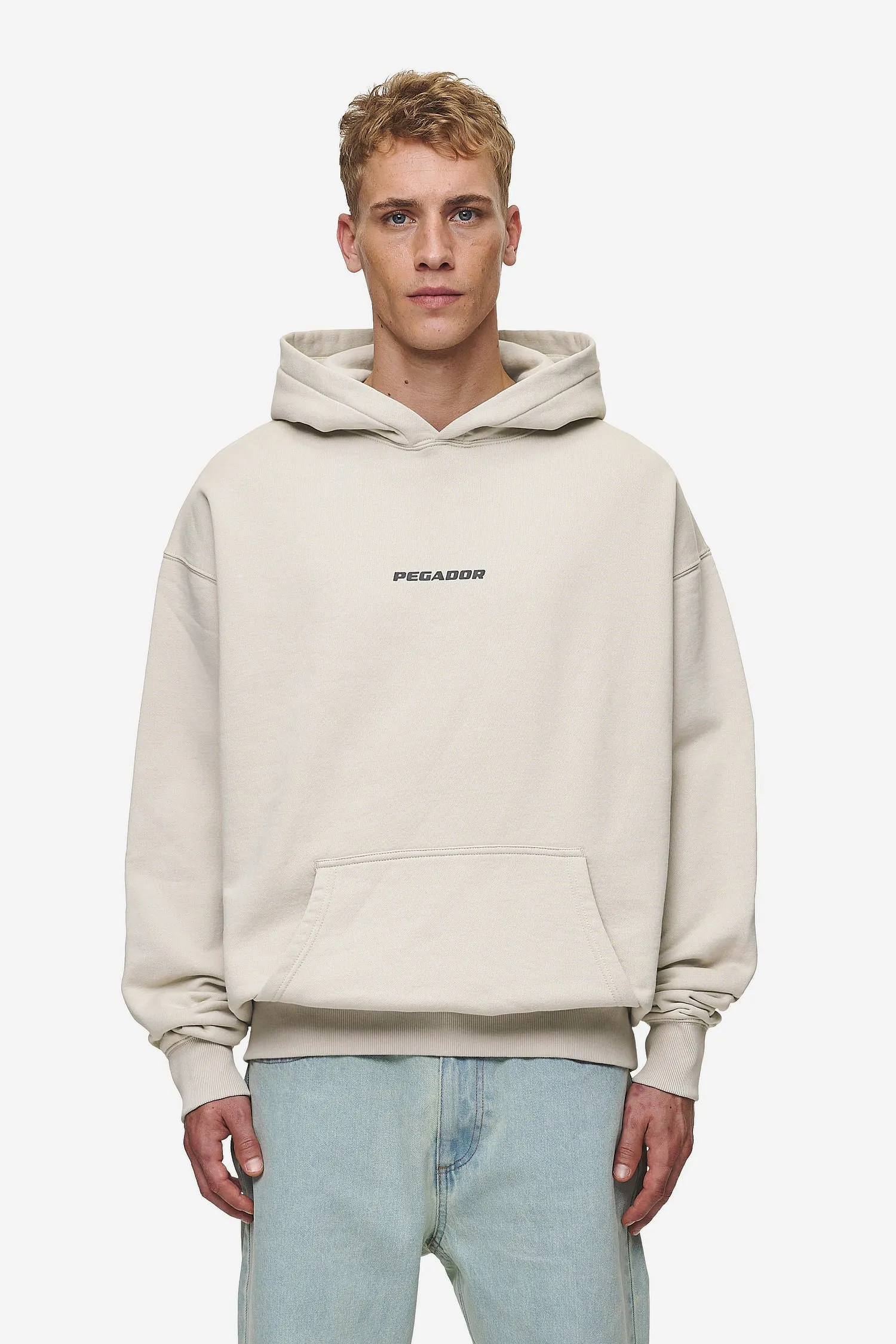 Colne Logo Oversized Hoodie Washed Light Beige Anthracite