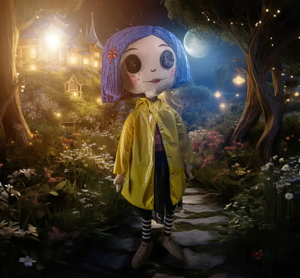 Coraline with Button Eyes (Stand) 5ft Life Size Plush